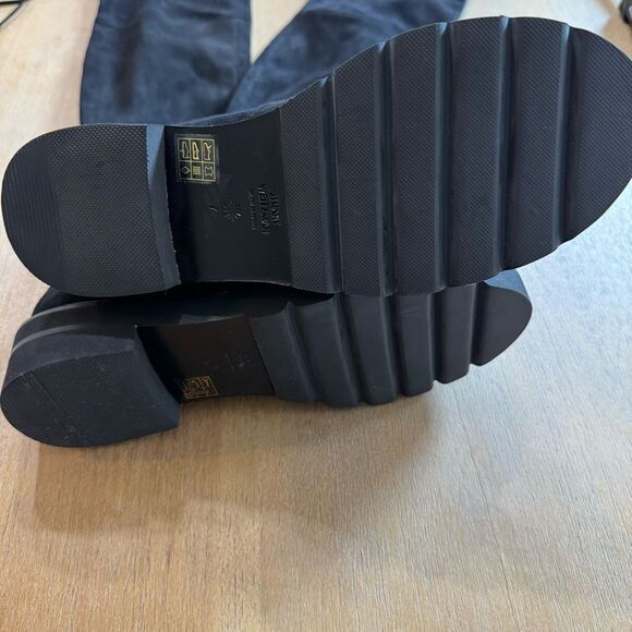 Stuart Weitzman Lowland Lift Stretch Suede Over the Knee Boots Black Size 7c - Picture 16 of 16